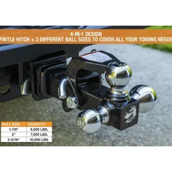 6,000, 7,500 & 10,000 Lb Capacity, 7-1/2" Long, 2" Shank, Triball Hitch Drawbar with Pintle Hook