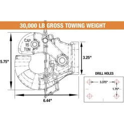 30,000 Lb Capacity Pintle Hook with Mounting Kit