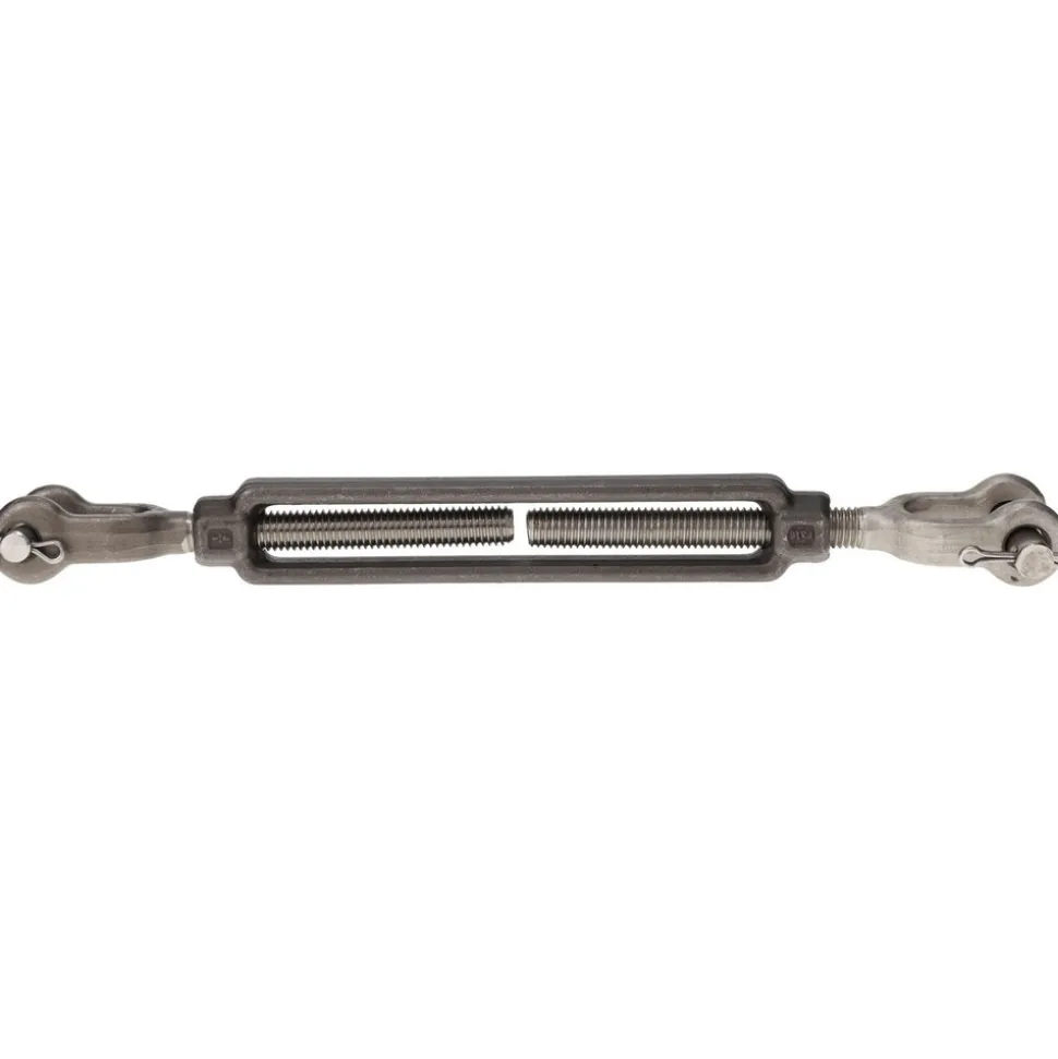 2,200 Lb Load Limit, 1/2" Thread Dia, 6" Take Up, Stainless Steel Jaw & Jaw Turnbuckle