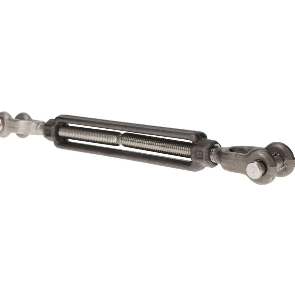 2,200 Lb Load Limit, 1/2" Thread Dia, 6" Take Up, Stainless Steel Jaw & Jaw Turnbuckle