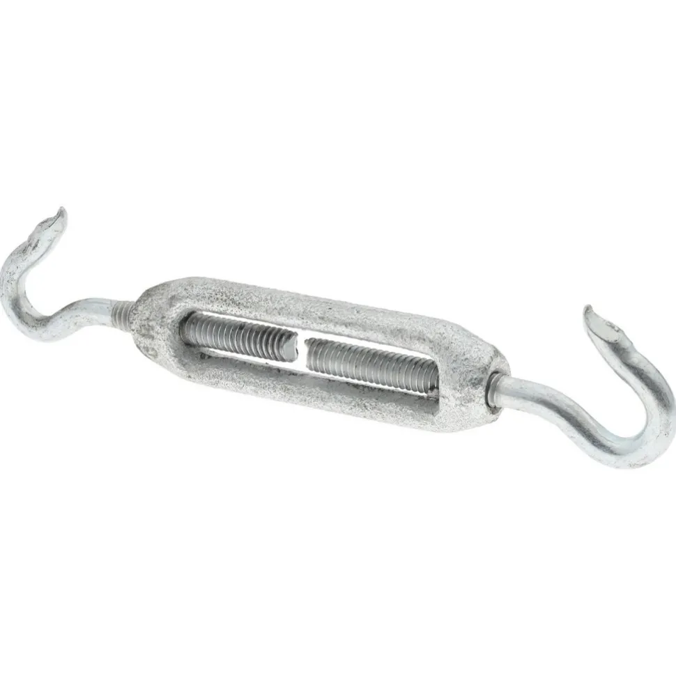 74 Lb Load Limit, 1/4" Thread Dia, 2-1/4" Take Up, Malleable Iron Hook & Hook Turnbuckle