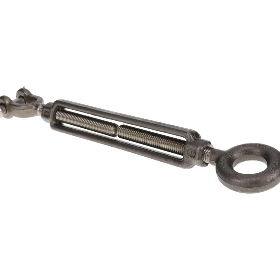 2,200 Lb Load Limit, 1/2" Thread Dia, 6" Take Up, Stainless Steel Jaw & Eye Turnbuckle