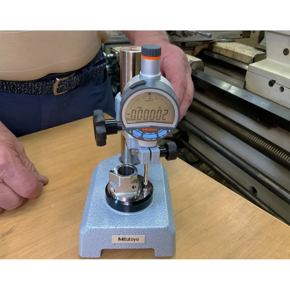 LCD Electronic Drop Indicator: 1" Max, 0.000100" Accuracy, Flat Back, 2.6000" Dial Dia