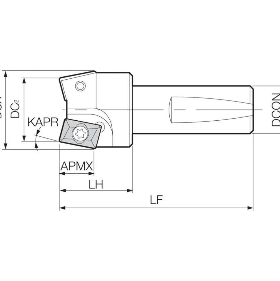 45° Lead Angle, 1" Cut Dia, Indexable & Chamfer End Mill