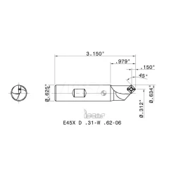 45° Lead Angle, 0.312" to 0.63" Cut Dia, 5/8" Shank Dia, Indexable & Chamfer End Mill