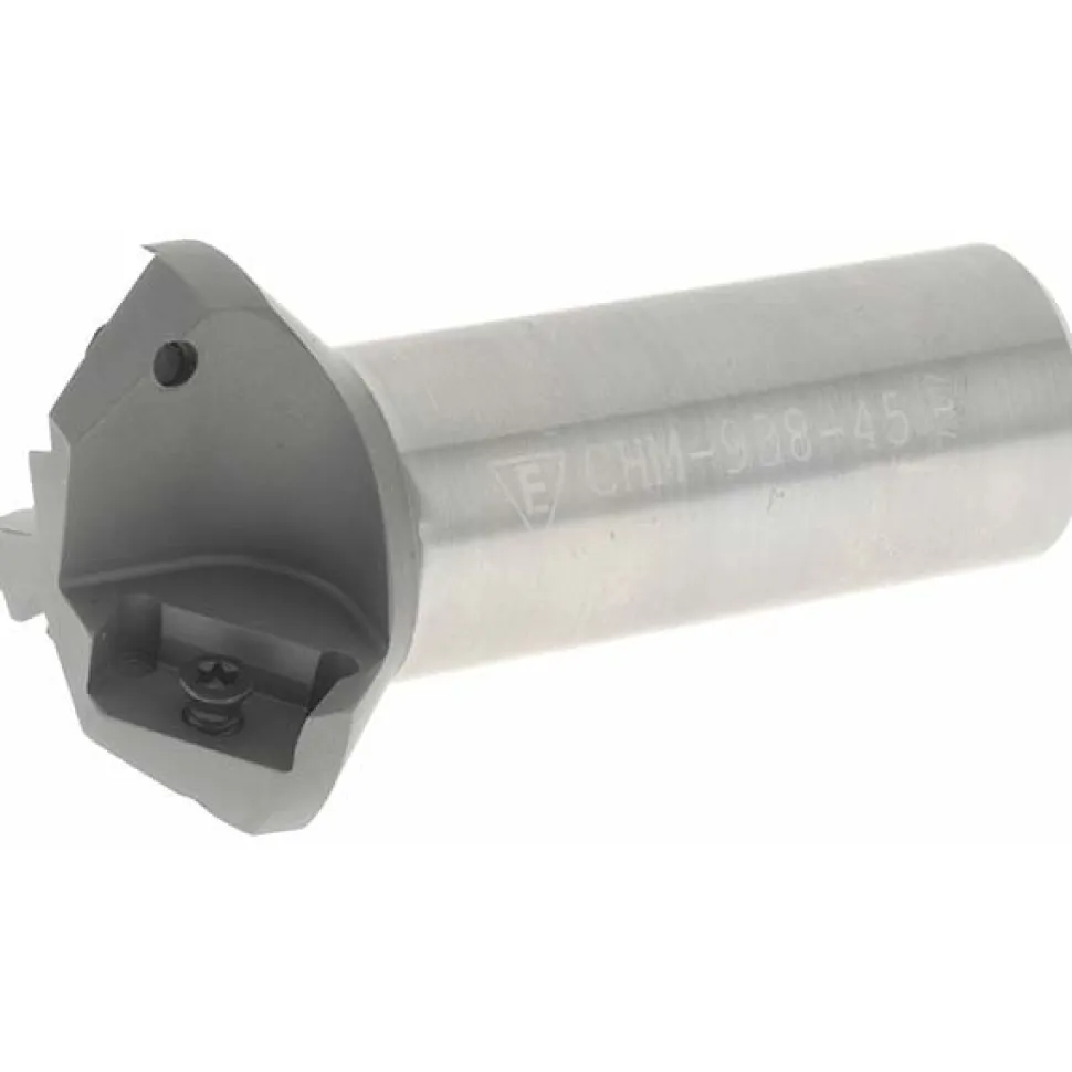 45° Lead Angle, 0.938" to 1.721" Cut Dia, 1" Shank Dia, Indexable & Chamfer End Mill