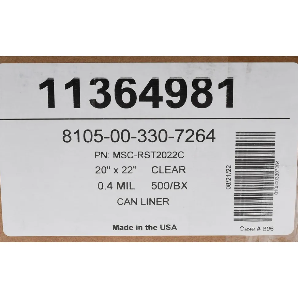 Light Duty Trash Bags: 4.000 gal, 0.4 mil, Pack of 500