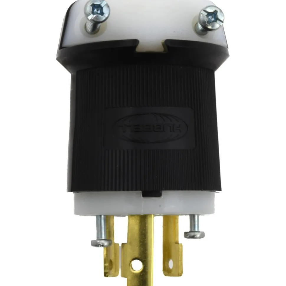 Locking Inlet: Plug, Industrial, L6-30P, 250V, Black & White