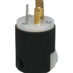 Locking Inlet: Plug, Industrial, L5-15P, 125V, Black & White