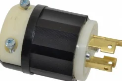 Locking Inlet: Plug, Industrial, L16-30P, 480V, Black & White