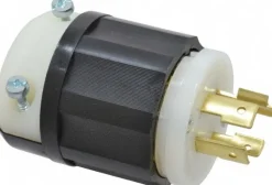 Locking Inlet: Plug, Industrial, L16-20P, 480V, Black & White