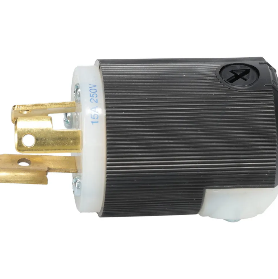 Locking Inlet: Plug, Industrial, L6-15P, 250V, Black & White