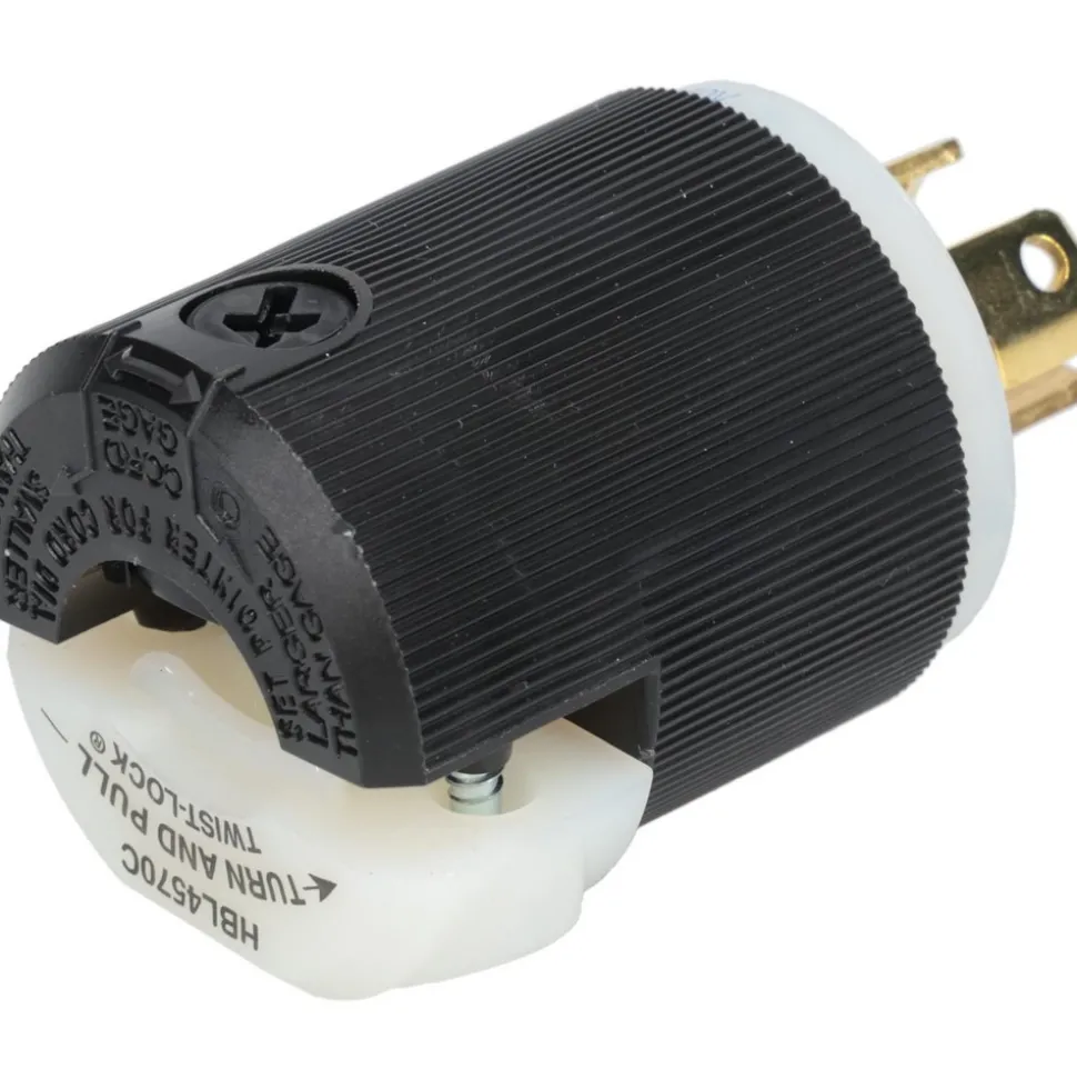 Locking Inlet: Plug, Industrial, L6-15P, 250V, Black & White