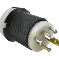 Locking Inlet: Plug, Industrial, L5-20P, 125V, Black & White