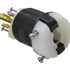 Locking Inlet: Plug, Industrial, L5-20P, 125V, Black & White