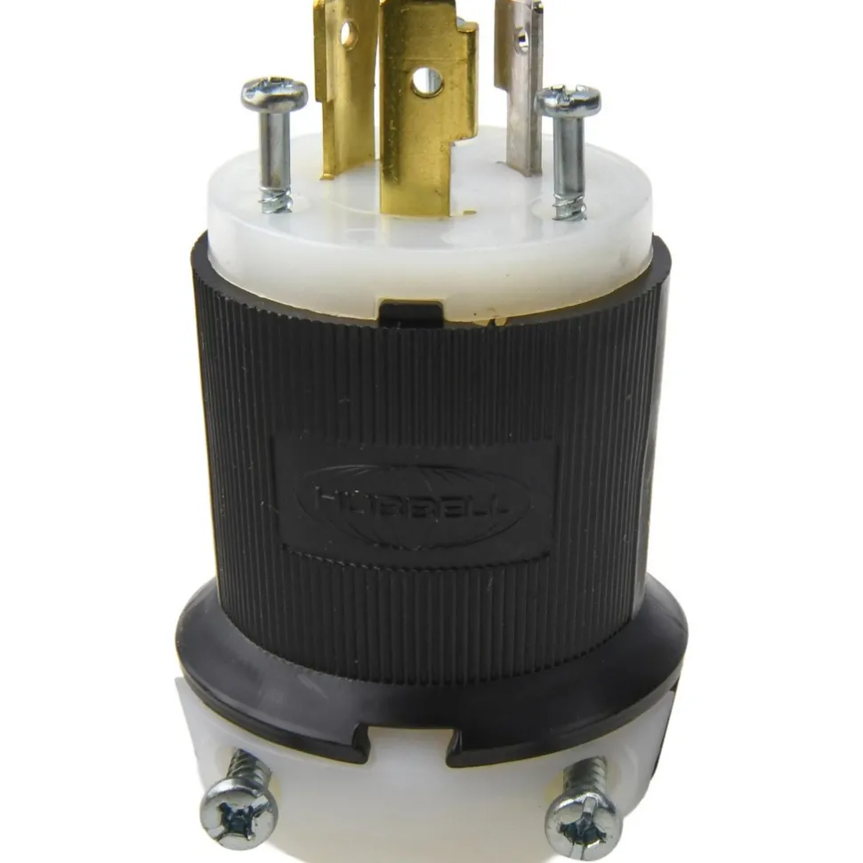 Locking Inlet: Plug, Industrial, L5-20P, 125V, Black & White