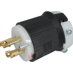 Locking Inlet: Plug, Industrial, L16-30P, 480V, Black & White