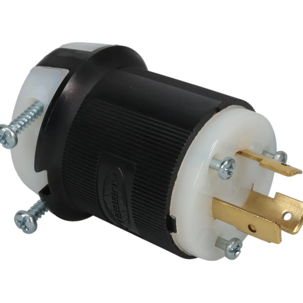 Locking Inlet: Plug, Industrial, L6-20P, 250V, Black & White