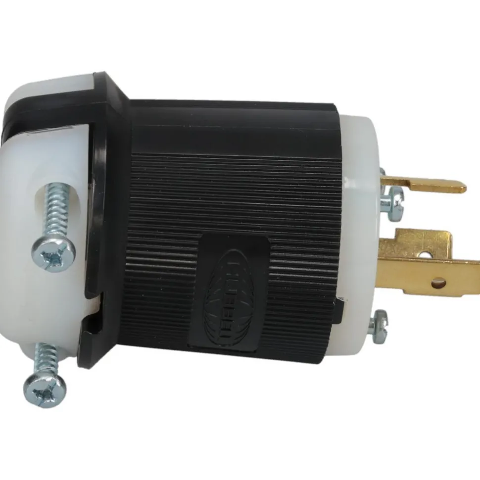 Locking Inlet: Plug, Industrial, L6-20P, 250V, Black & White