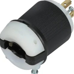 Locking Inlet: Plug, Industrial, L16-20P, 480V, Black & White