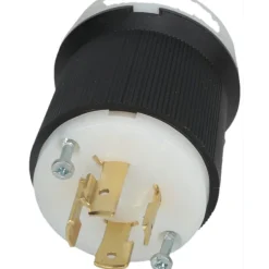 Locking Inlet: Plug, Industrial, L16-20P, 480V, Black & White