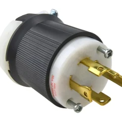 Locking Inlet: Plug, Industrial, L15-30P, 250V, Black & White