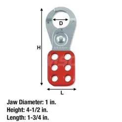 Lockout Hasp: Scissor-Action Hasp, Single Jaw, 6 Padlocks