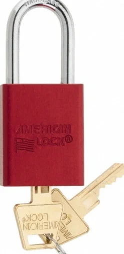 Lockout Padlock: Keyed Different, Aluminum, Steel Shackle, Red