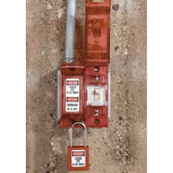 Lockout Padlock: Keyed Different, Thermoplastic, Steel Shackle, Red