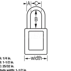 Lockout Padlock: Keyed Different, Thermoplastic, Steel Shackle, Red