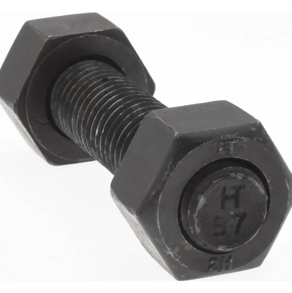 5/8-11, 3" Long, Uncoated, Steel, Fully Threaded Stud with Nut