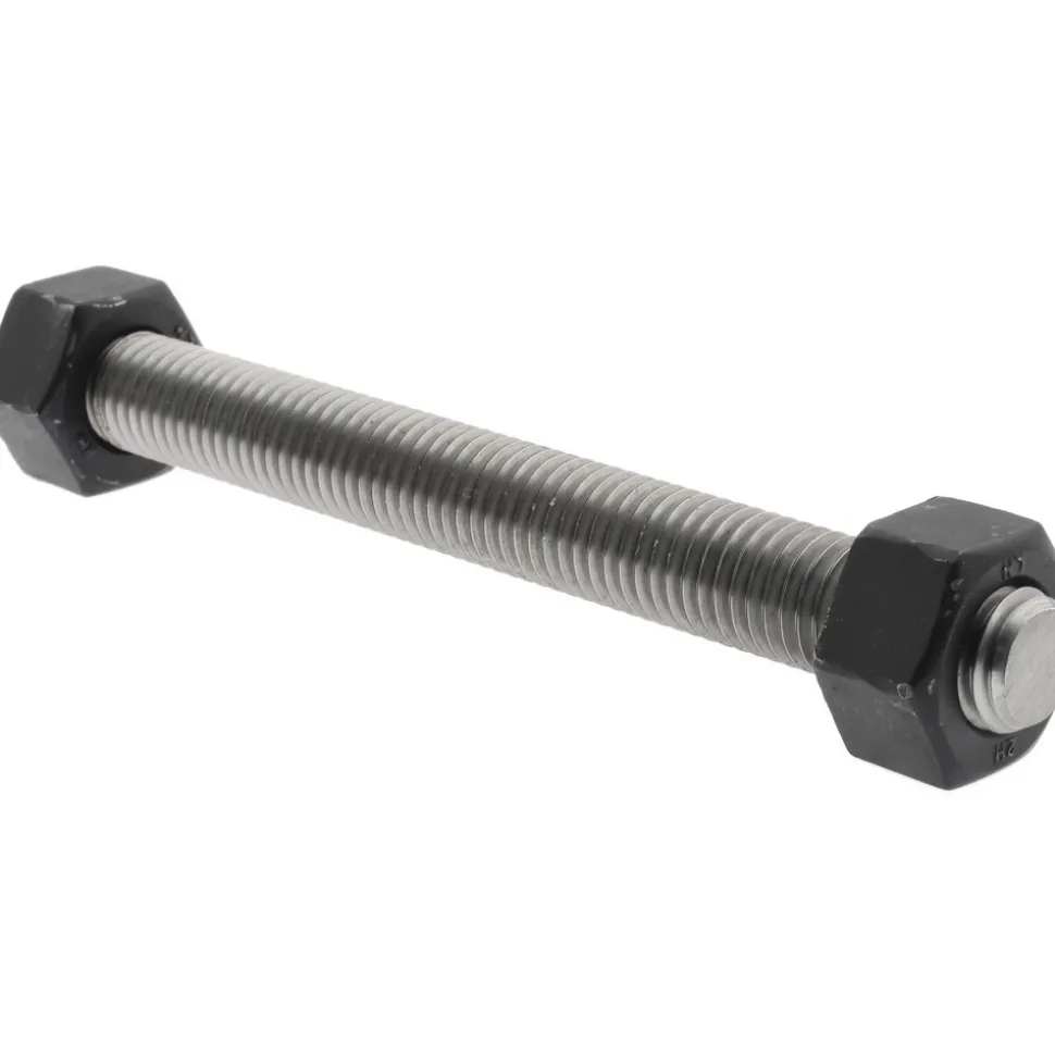 5/8-11, 6-1/4" Long, Uncoated, Steel, Fully Threaded Stud with Nut