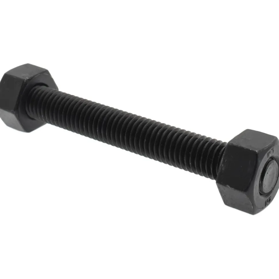 1/2-13, 4-1/4" Long, Uncoated, Steel, Fully Threaded Stud with Nut