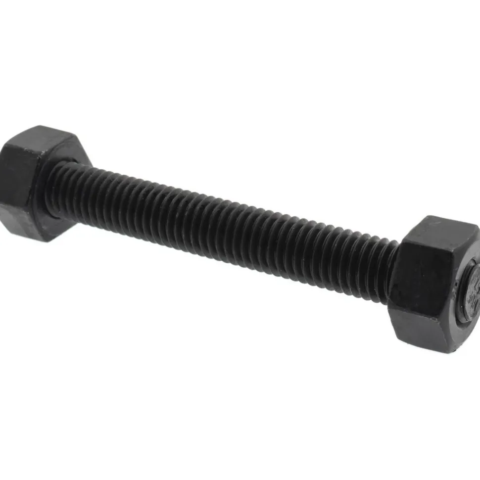 1/2-13, 4-1/4" Long, Uncoated, Steel, Fully Threaded Stud with Nut