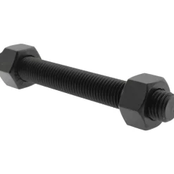7/8-9, 7-1/4" Long, Uncoated, Steel, Fully Threaded Stud with Nut