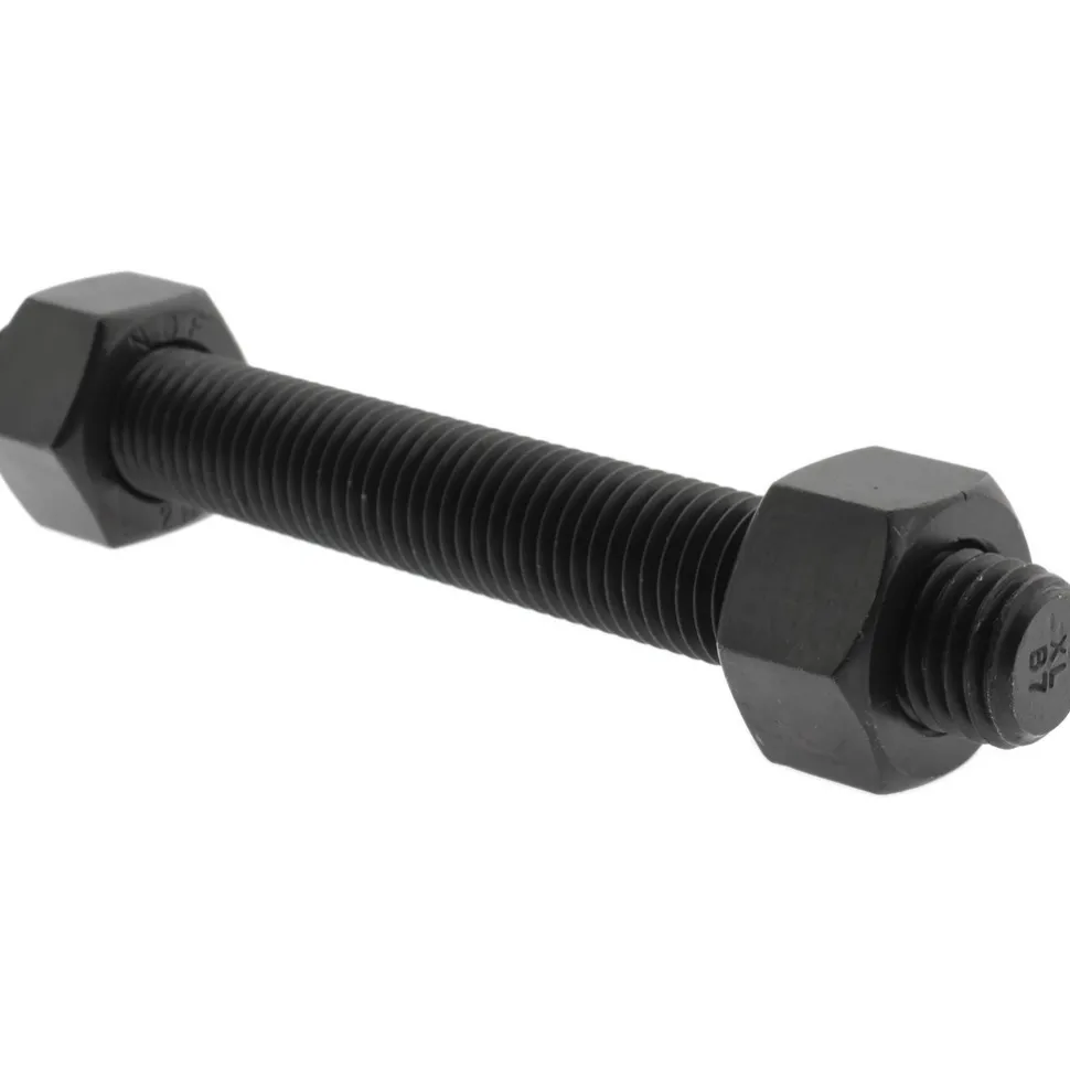 7/8-9, 7-1/4" Long, Uncoated, Steel, Fully Threaded Stud with Nut