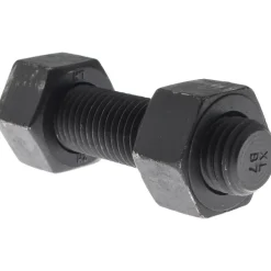 7/8-9, 4" Long, Uncoated, Steel, Fully Threaded Stud with Nut