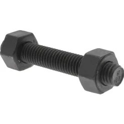 1/2-13, 3-1/4" Long, Uncoated, Steel, Fully Threaded Stud with Nut