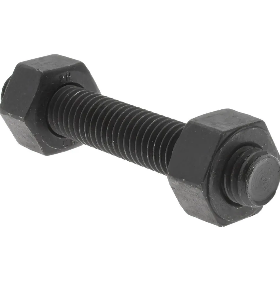 1/2-13, 3-1/4" Long, Uncoated, Steel, Fully Threaded Stud with Nut