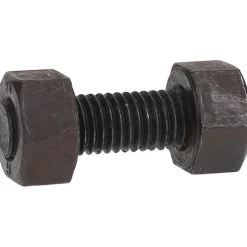 1/2-13, 2" Long, Uncoated, Steel, Fully Threaded Stud with Nut