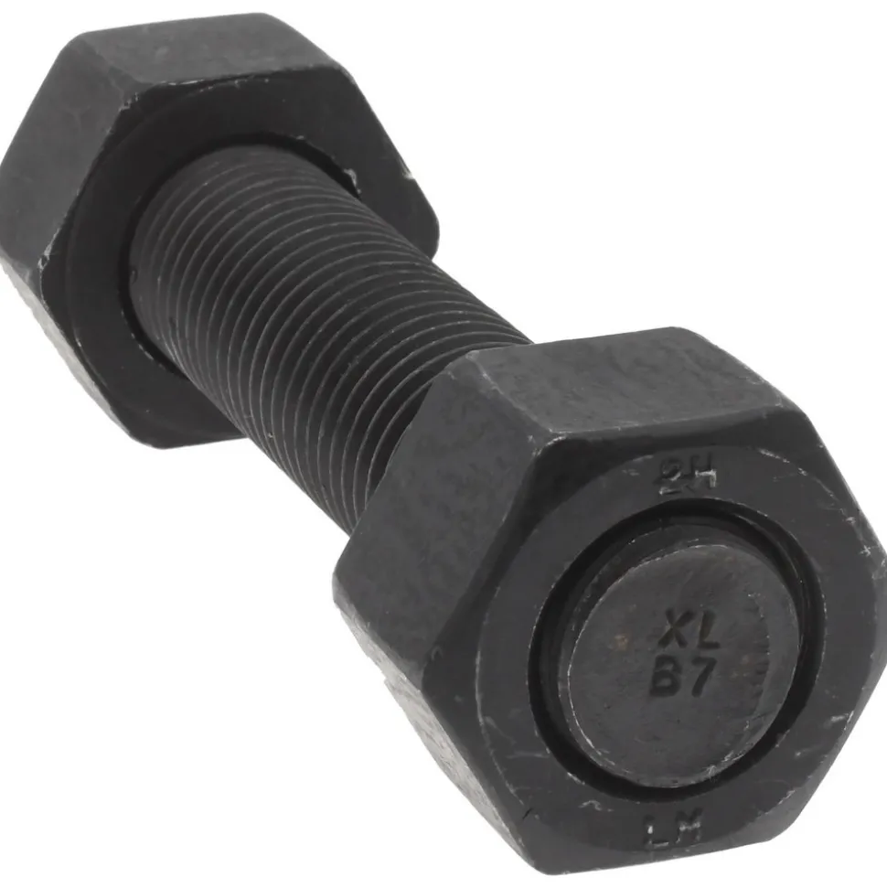 1-8, 5-1/2" Long, Uncoated, Steel, Fully Threaded Stud with Nut