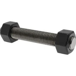 7/8-9, 5-3/4" Long, Uncoated, Steel, Fully Threaded Stud with Nut
