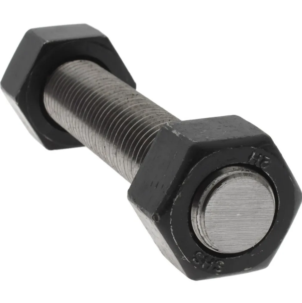 7/8-9, 5-3/4" Long, Uncoated, Steel, Fully Threaded Stud with Nut