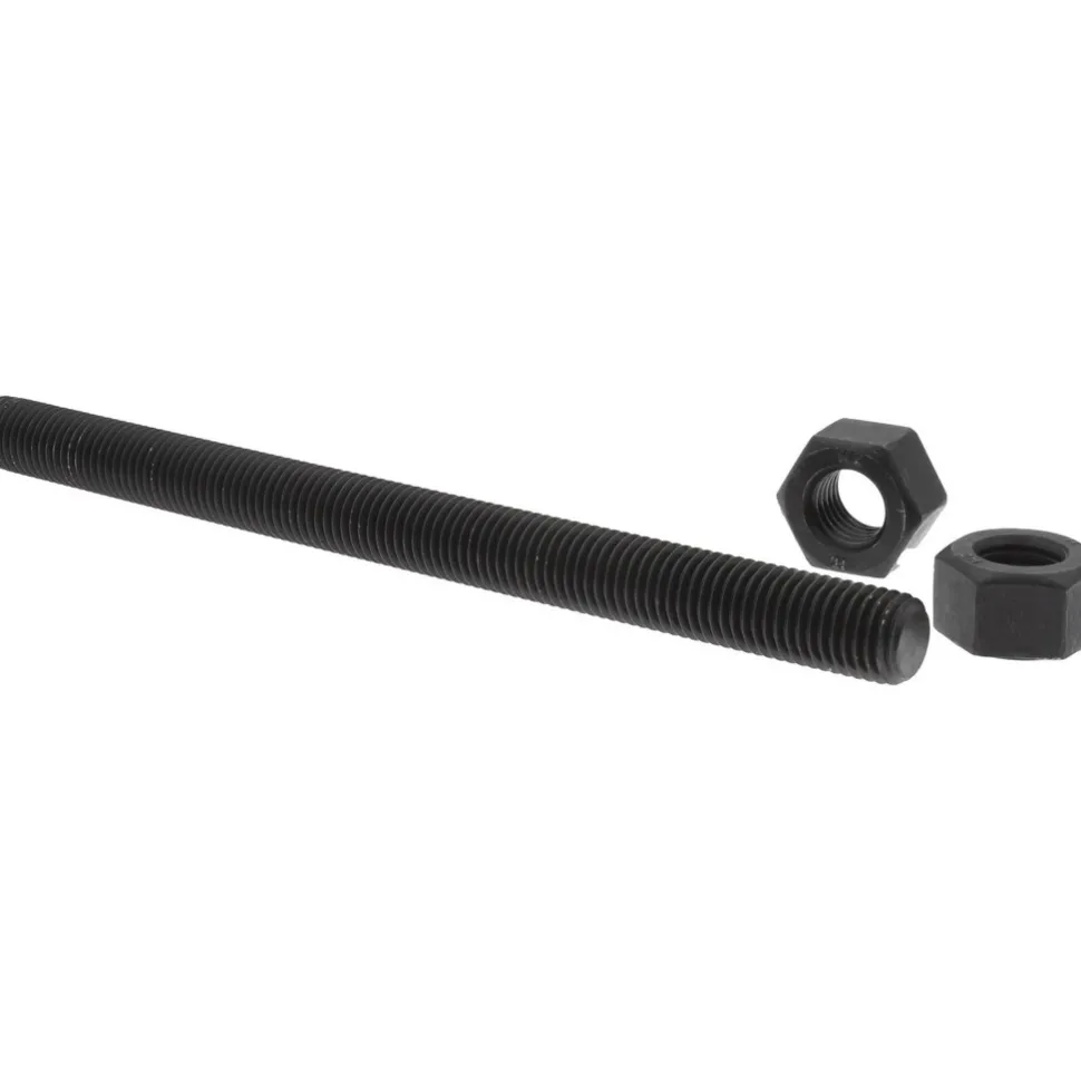 3/4-10, 10-1/4" Long, Uncoated, Steel, Fully Threaded Stud with Nut