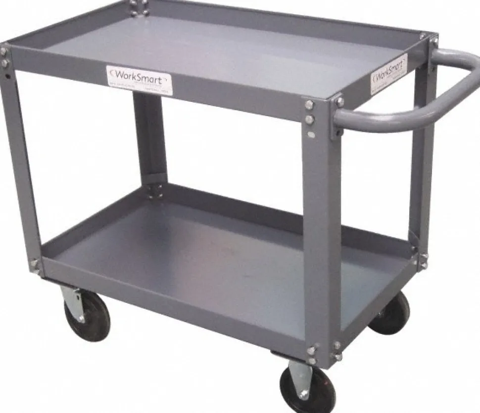 Low Profile Service Utility Cart: 30" Long, 18" Wide, Steel, 1200.000 lb Capacity, Gray