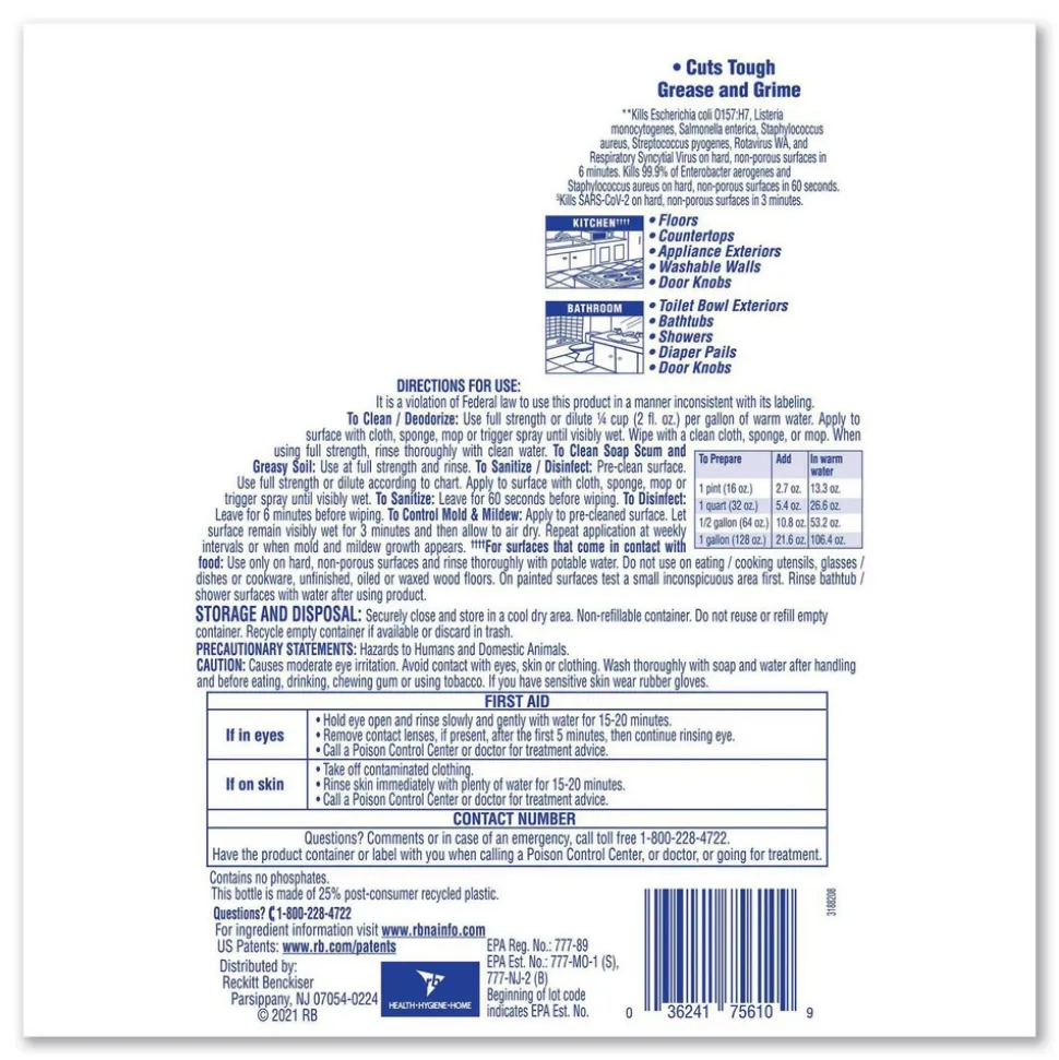 Lysol All-Purpose Cleaner: 144 oz Bottle, Disinfectant