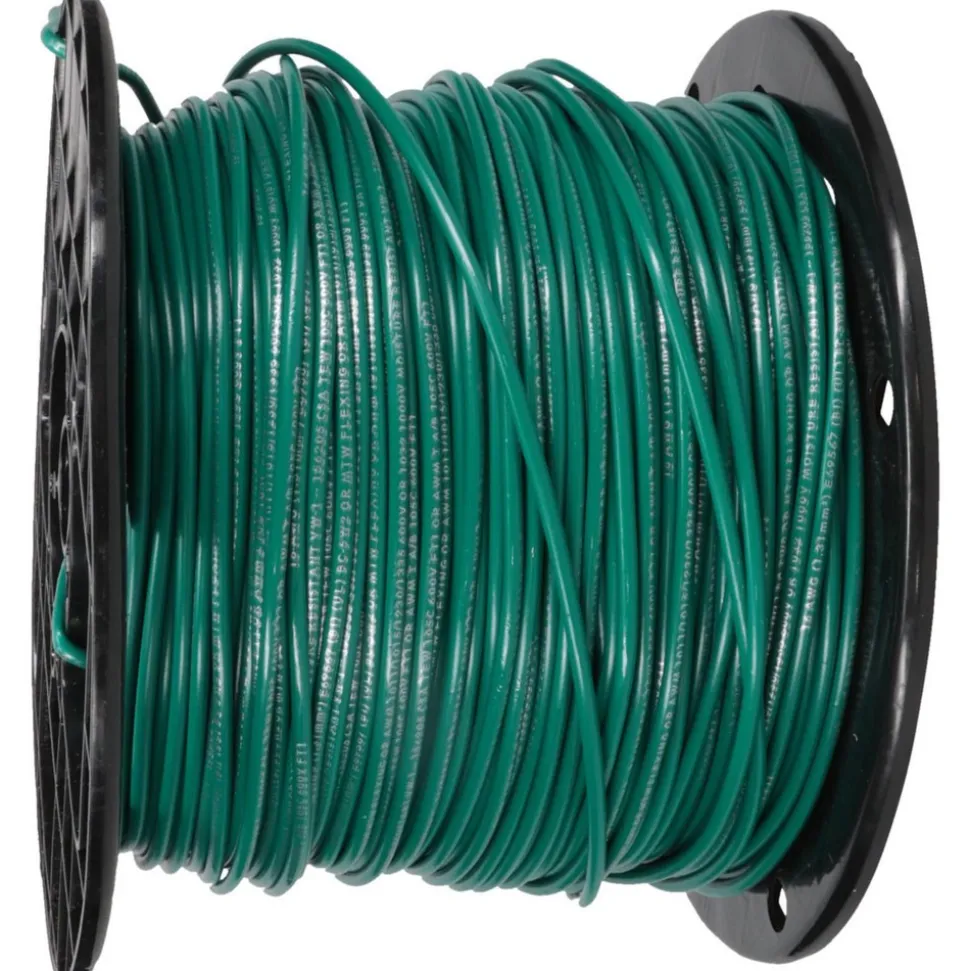 Machine Tool Wire: 16 AWG, Green, 500' Long, Polyvinylchloride, 0.12" OD