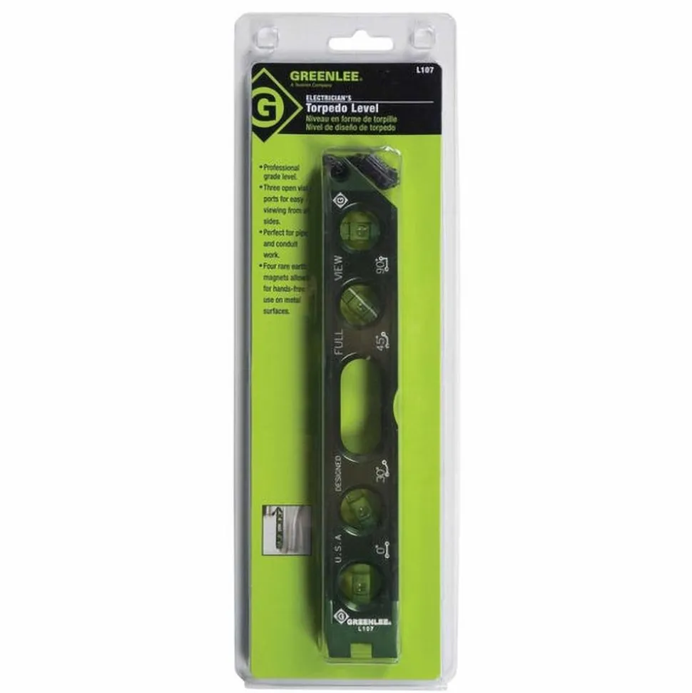 Magnetic 8-1/2" Long 4 Vial Torpedo Level