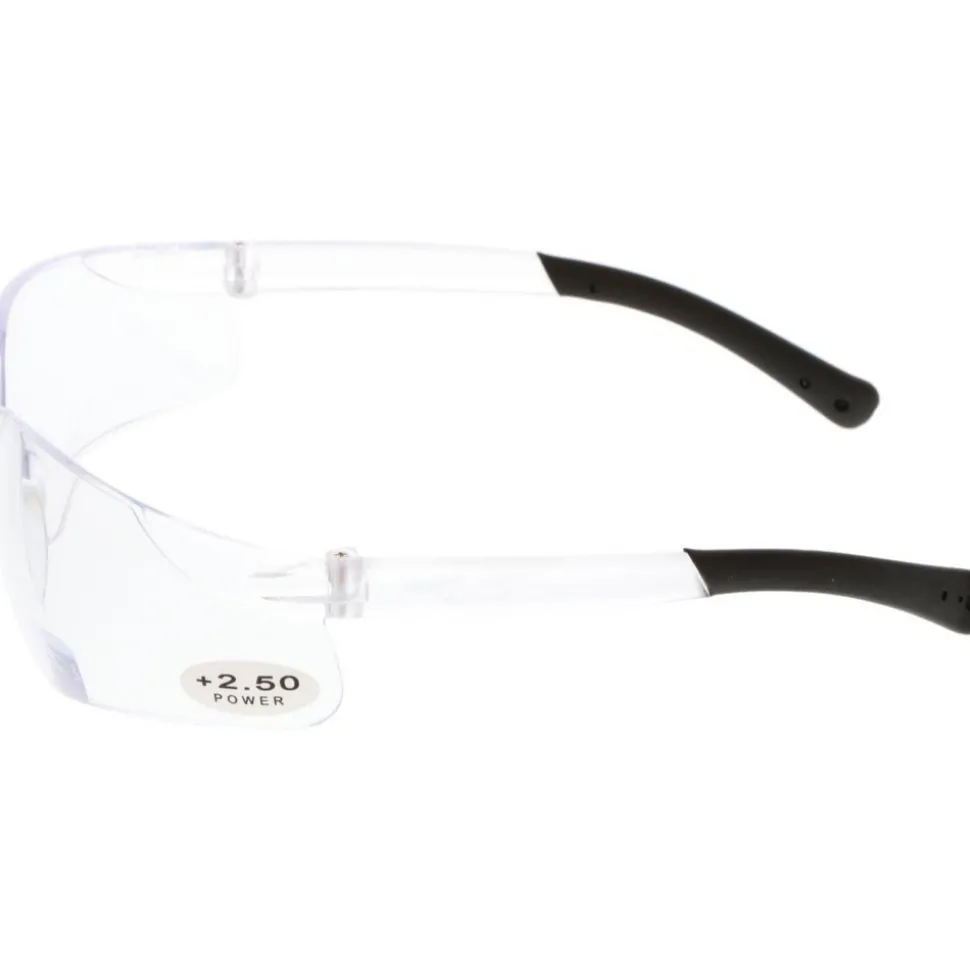Magnifying Safety Glasses: 2.50, Clear Lenses, Scratch-Resistant, ANSI Z87.1+
