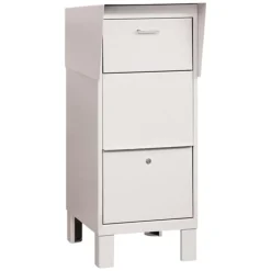 Mailboxes: Mount Type: Bolt Down; Lockable: Yes; Material: Aluminum; Color: White